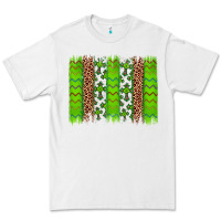 White Western St. Patrick's Shamrock Cross Leopard Brushstroke Premium Tee - Artiststas
