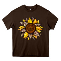 Chocolate Brown sunflower leopard Heavy Core Tee - JahusDesignShop