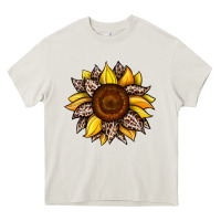 Cream sunflower leopard Heavy Core Tee - JahusDesignShop