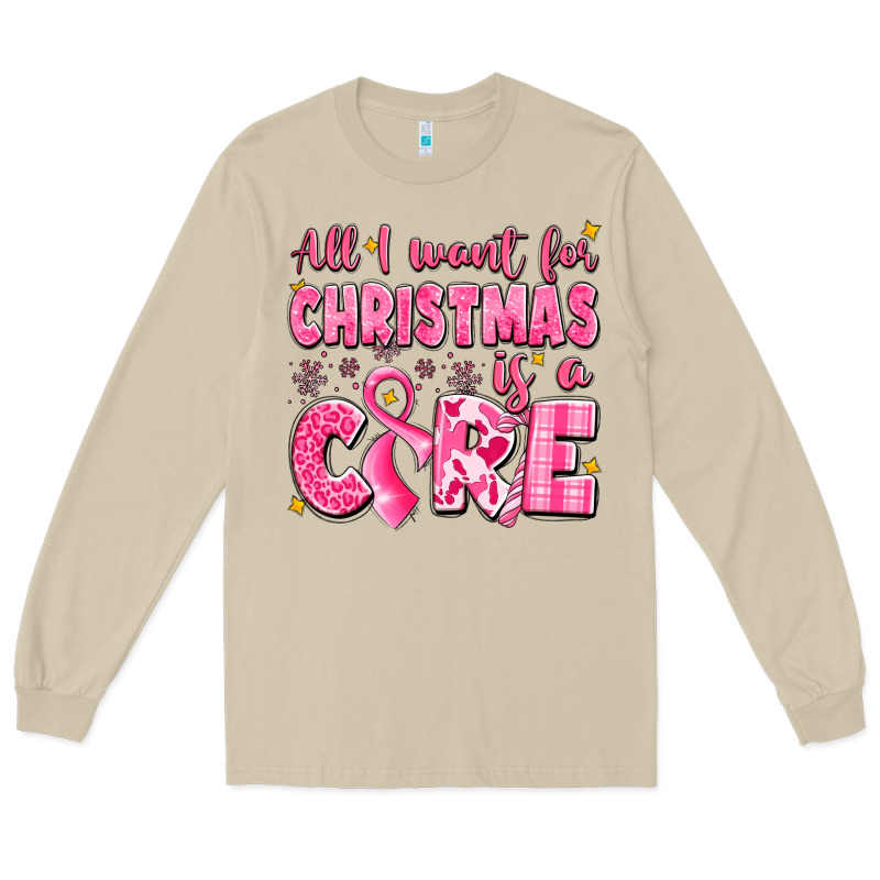 All I Want For Christmas Is A Cure Breast Cancer Long Sleeve Tee by LillyAllenDesigns | Teevron