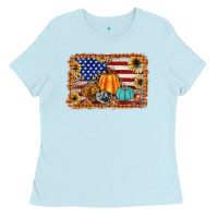 Baby Blue american flag fall backgraund Ladies Tee - JahusDesignShop