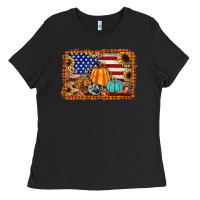 Black american flag fall backgraund Ladies Tee - JahusDesignShop