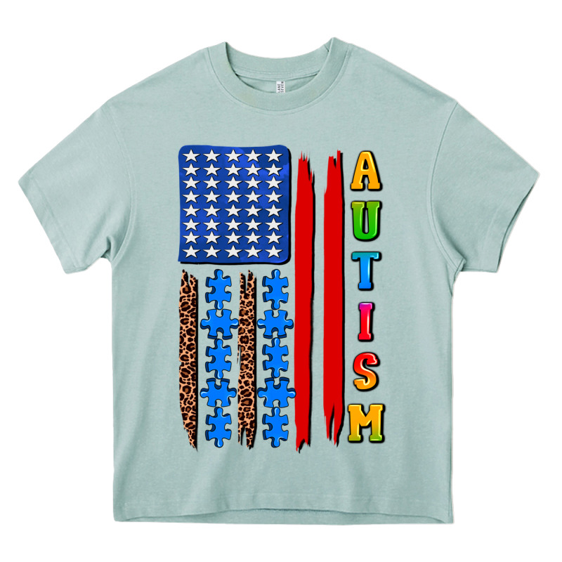Autism American Flag Heavy Core Tee by AdoDesignShop | Teevron