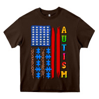 Chocolate Brown autism american flag Heavy Core Tee - AdoDesignShop