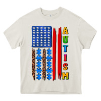 Cream autism american flag Heavy Core Tee - AdoDesignShop
