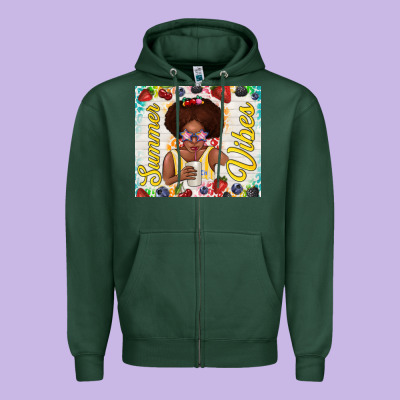 Summer Vibes Afro Kid Zipper Hoodie Designed By Tumblerdesignbyshophia