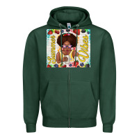 Sports Green summer vibes afro kid Zipper Hoodie - TumblerDesignByShophia