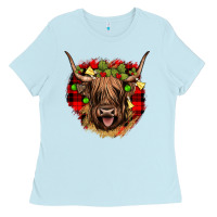 Baby Blue highland cow  christmas Ladies Tee - JahusDesignShop