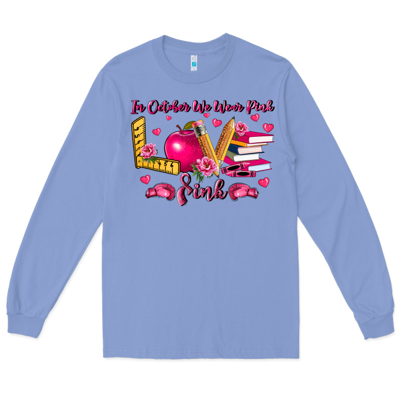 In October We Wear Pink Teacher Long Sleeve Tee by LillyAllenDesigns | Teevron