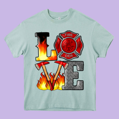 Firefighter Love Heavy Core Tee Designed By Artiststas