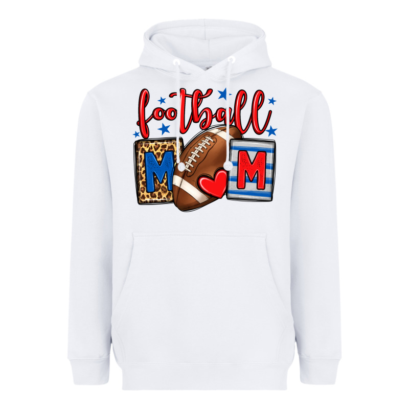 Football Mom Red And Blue Team Color Mother's Day Heavyweight Hoodie by HowdyJamesFarm | Teevron