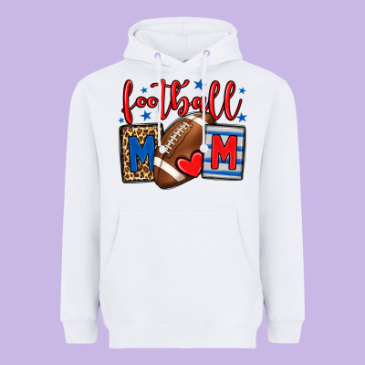 Football Mom Red And Blue Team Color Mother's Day Heavyweight Hoodie Designed By Howdyjamesfarm