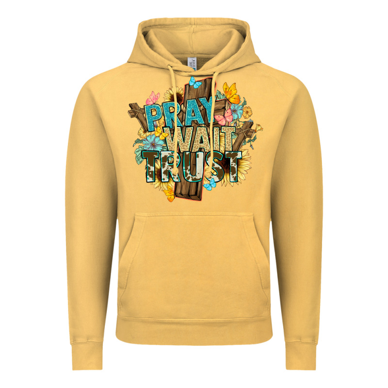 Pray Wait Trust Crosses Christian Vintage Hoodie by NancyCooperArtShop | Teevron