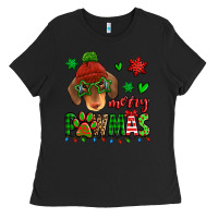 Black merry pawmas christmas dachshund Ladies Tee - Jasminsmagicworld