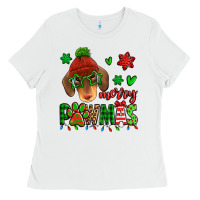 White merry pawmas christmas dachshund Ladies Tee - Jasminsmagicworld