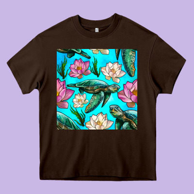 Sea Turtle Seamless Pattern Heavy Core Tee Designed By Bundleandbundleshop