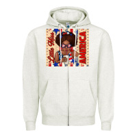 Oatmeal Heather little miss america Zipper Hoodie - TumblerDesignByShophia