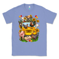 Colony Blue farm animals with school bus Classic Tee - NancyCooperArtShop