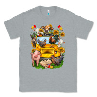 Heather Grey farm animals with school bus Classic Tee - NancyCooperArtShop