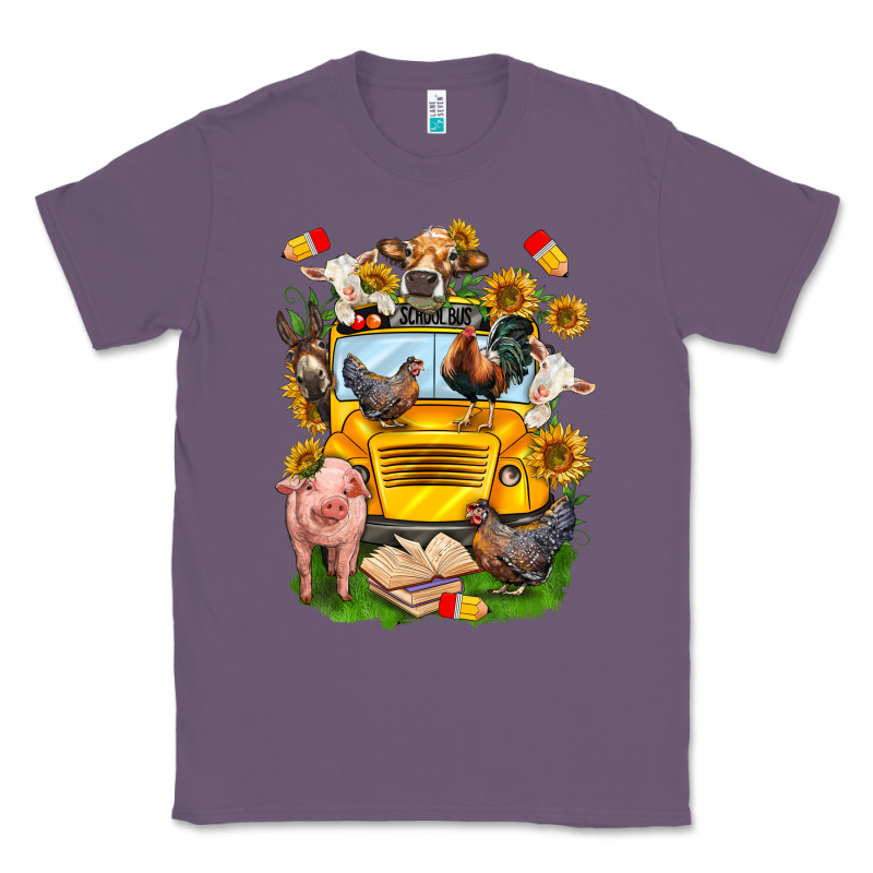 Farm Animals With School Bus Classic Tee by NancyCooperArtShop | Teevron