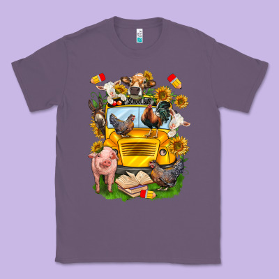 Farm Animals With School Bus Classic Tee Designed By Nancycooperartshop