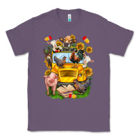 Lavender farm animals with school bus Classic Tee - NancyCooperArtShop
