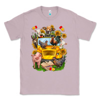 Lilac farm animals with school bus Classic Tee - NancyCooperArtShop
