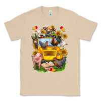Mushroom farm animals with school bus Classic Tee - NancyCooperArtShop