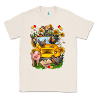Natural farm animals with school bus Classic Tee - NancyCooperArtShop