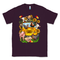 Plum farm animals with school bus Classic Tee - NancyCooperArtShop