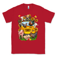Red farm animals with school bus Classic Tee - NancyCooperArtShop