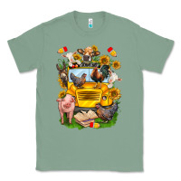 Sage farm animals with school bus Classic Tee - NancyCooperArtShop