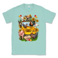 Seafoam farm animals with school bus Classic Tee - NancyCooperArtShop