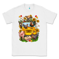 White farm animals with school bus Classic Tee - NancyCooperArtShop