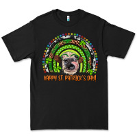 Black Western Happy St. Patrick's Day Cow Rainbow Premium Tee - Artiststas