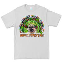 Dove Grey Western Happy St. Patrick's Day Cow Rainbow Premium Tee - Artiststas