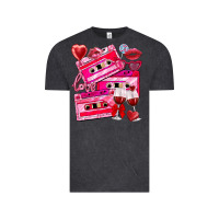 Vintage Black valentines day cassette Vintage Tee - NancyCooperArtShop