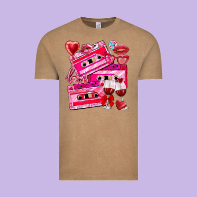 Valentines Day Cassette Vintage Tee Designed By Nancycooperartshop