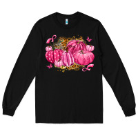 Black breast cancer awareness pink pumpkins Long Sleeve Tee - LillyAllenDesigns