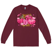 Burgundy breast cancer awareness pink pumpkins Long Sleeve Tee - LillyAllenDesigns
