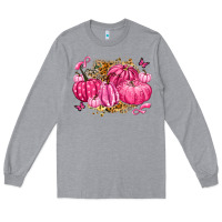 Heather Grey breast cancer awareness pink pumpkins Long Sleeve Tee - LillyAllenDesigns
