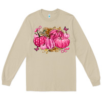 Mushroom breast cancer awareness pink pumpkins Long Sleeve Tee - LillyAllenDesigns