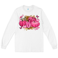 White breast cancer awareness pink pumpkins Long Sleeve Tee - LillyAllenDesigns