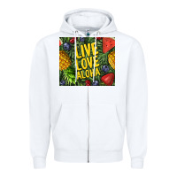 White live love aloha Zipper Hoodie - TumblerDesignByShophia