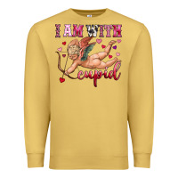 Antique Gold i am with cupid Premium Sweatshirt - OliviaCreatesArt