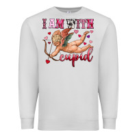 Dove Grey i am with cupid Premium Sweatshirt - OliviaCreatesArt