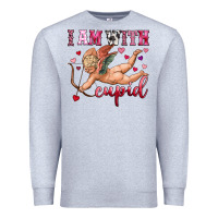 Heather Grey i am with cupid Premium Sweatshirt - OliviaCreatesArt