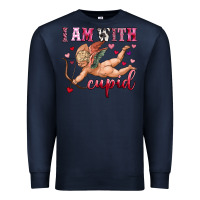 Navy i am with cupid Premium Sweatshirt - OliviaCreatesArt