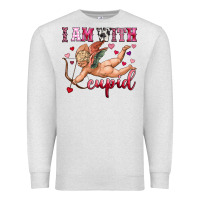 Oatmeal Heather i am with cupid Premium Sweatshirt - OliviaCreatesArt