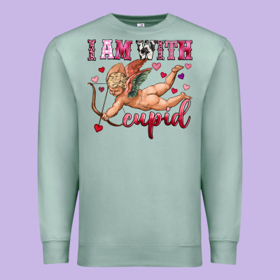 I Am With Cupid Premium Sweatshirt Designed By Oliviacreatesart